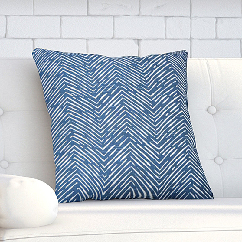  Coussin en coton Zigzag, Bleu marine