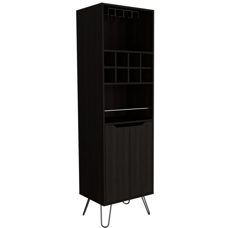 Wine Bottle & Glass Rack Black