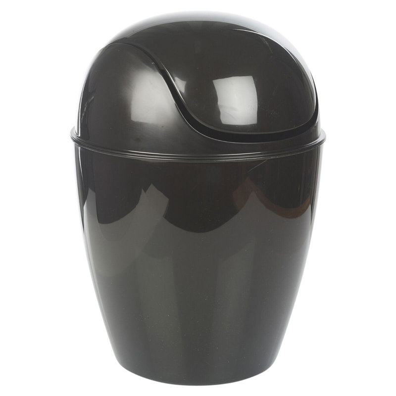 Octayvia Plastic Swing Top Kitchen Trash Can - 1.32L, Black, 1.32L
