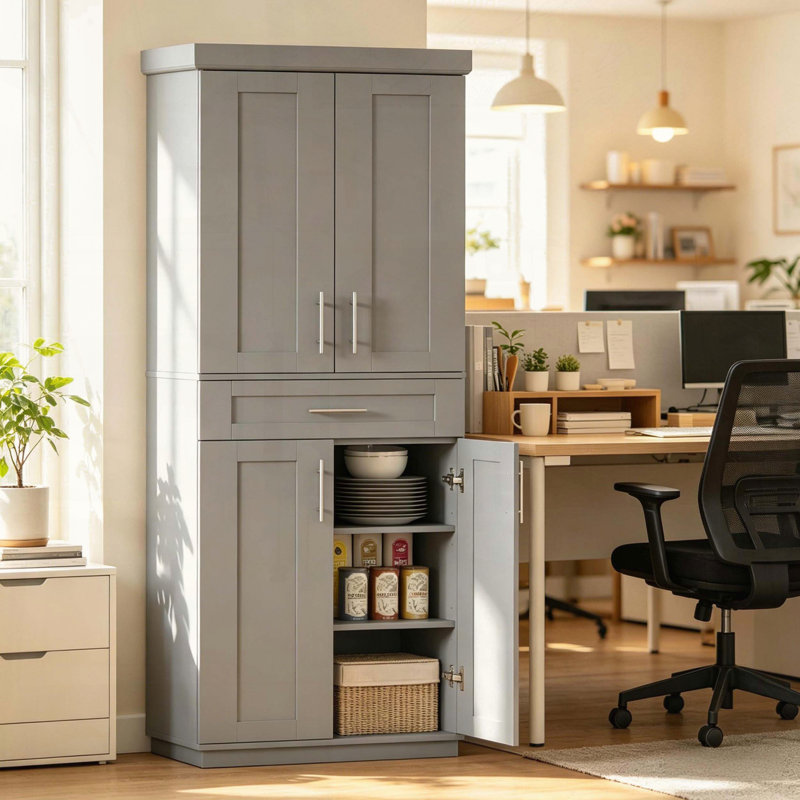 Grande armoire de rangement avec tablettes réglables, Gray