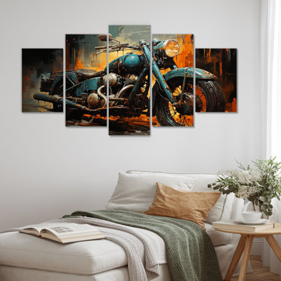 Yellow And Black Classic Motocycle Cruiser II - Motorcycle Multipanel Wall Art For Living Room