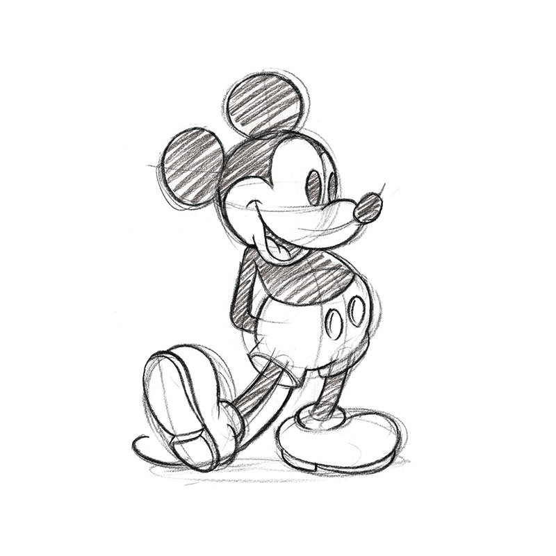 Mickey Mouse, Sketched - Single - Memorabilia Print, No Mount, 80cm H x 60cm W, Paper