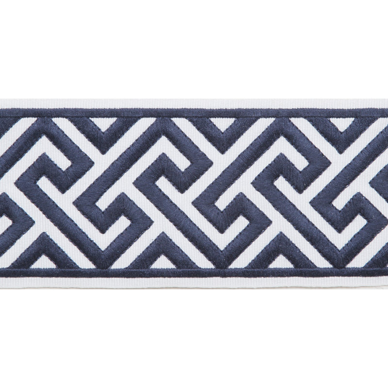 Tissu à bordure en ruban, Bleu royal/blanc