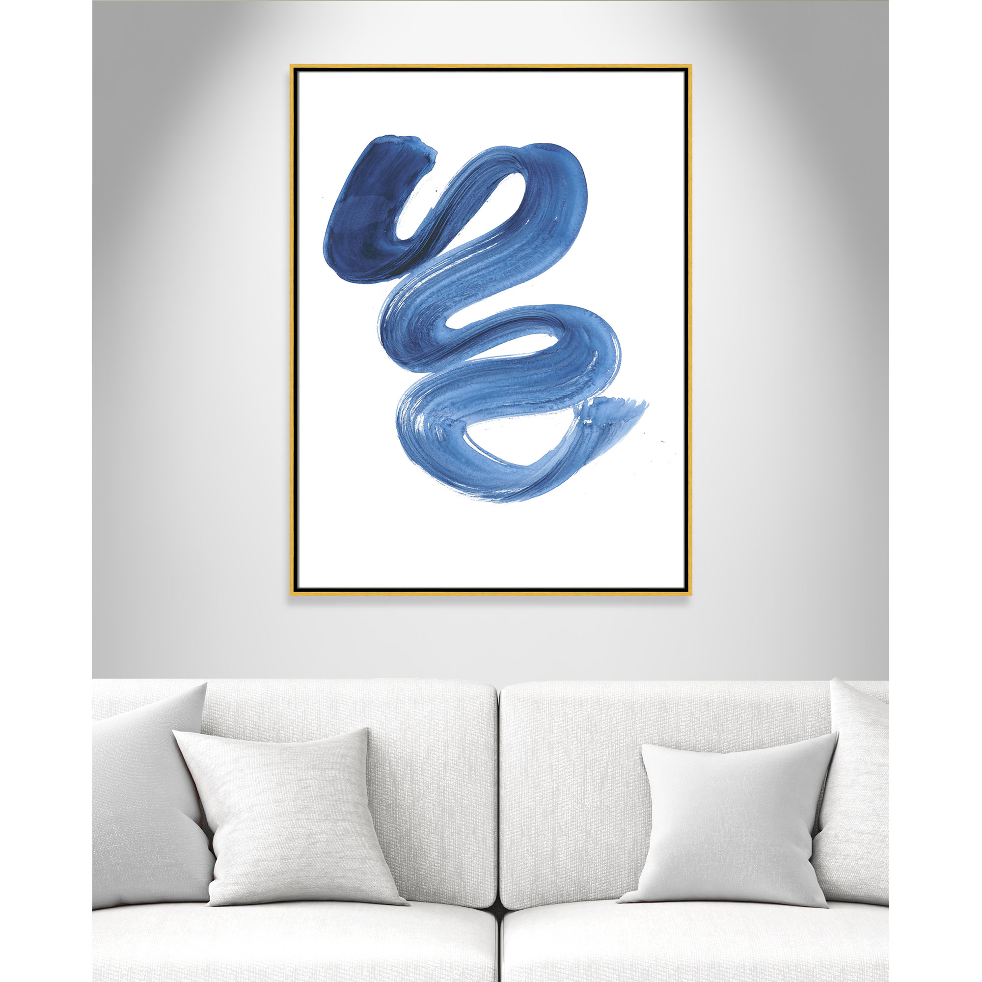 Slinky Indigo II by Filippo Ioco  - Painting Print, Gold Framed Canvas, 41.5" H x 31.5" W x 2" D