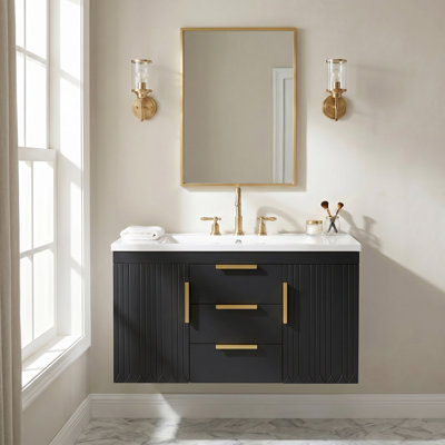Armoire de rangement flottante en bois aggloméré 36 pouces avec 2 tiroirs