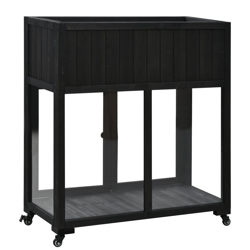 TOPMAX Patio 35.4''X17.7''X37.4'' Mini Wood Cold Frame, Black