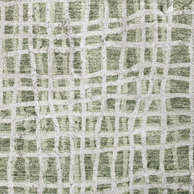 Tapis à rayures Dream Shag ADS729 lavable à la machine de qualité supérieure, Green, 3' x 5'