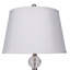 Lampe de table en métal de 28,5 po de hauteur avec finition en nickel satiné et orbe, abat-jour en lin