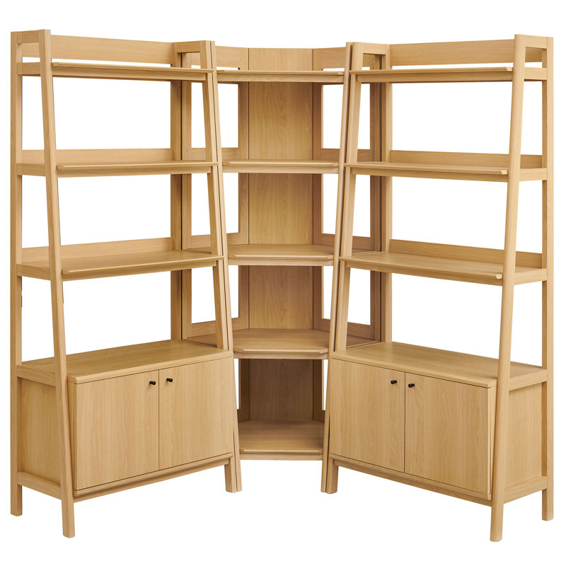 Ensemble de bibliothèque d'angle 3 pièces Billups, Chêne