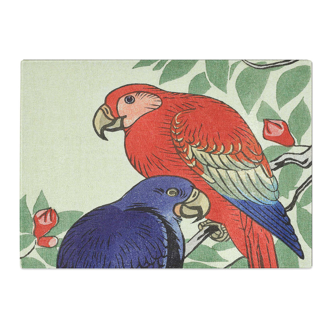 Tempered Glass Parrots by Ohara Koson Chopping Board