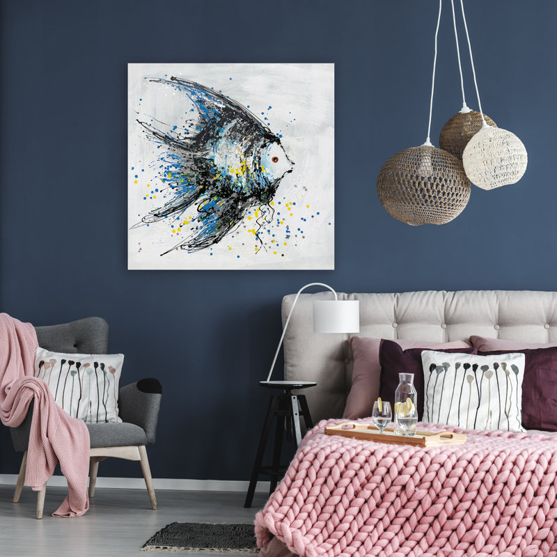 Poisson - impression sur toile tendue, H 40 po x l 40 po x P 1,5 po