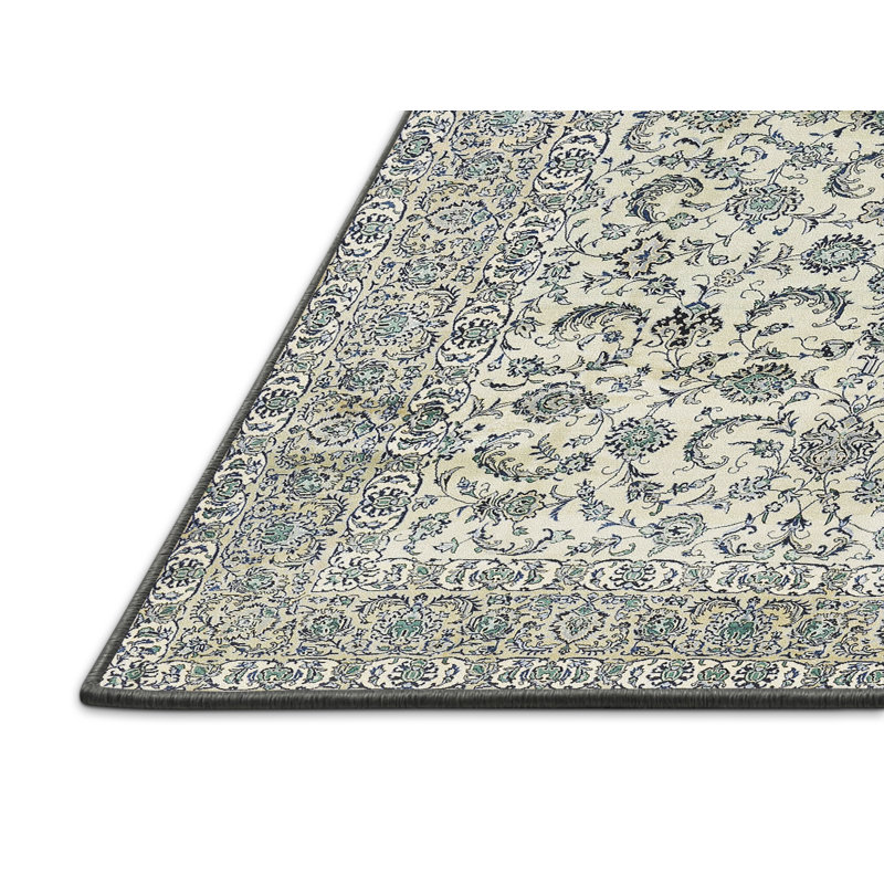 Tapis beige / vert Earleville, Rectangle 6 pi x 9 pi