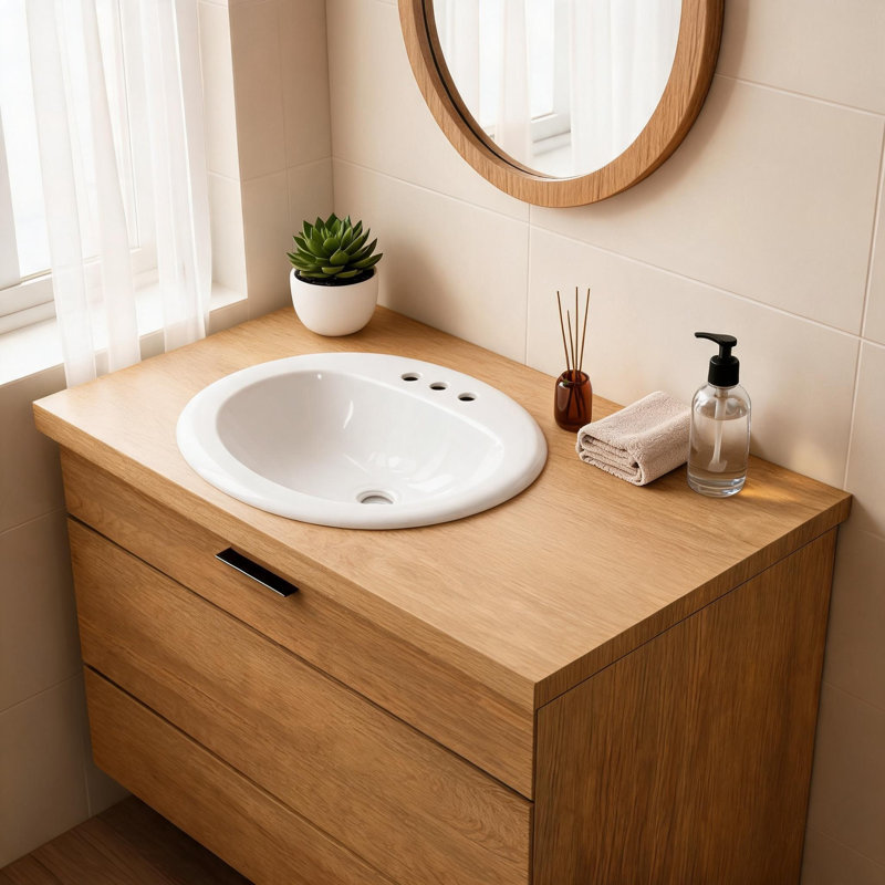 Lavabo encastré en céramique blanche de 20 pouces avec trois lavabos