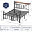 Metal Platform Bed Frame with Built-in Charging Station & LED Lights, Vintage Style Headboard and Footboard-977787670-977787659