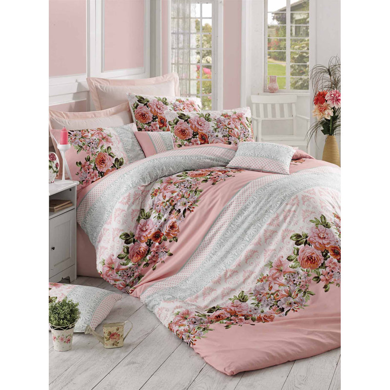 Ensemble de housse 3 pièces Devet rose / beige / bleu