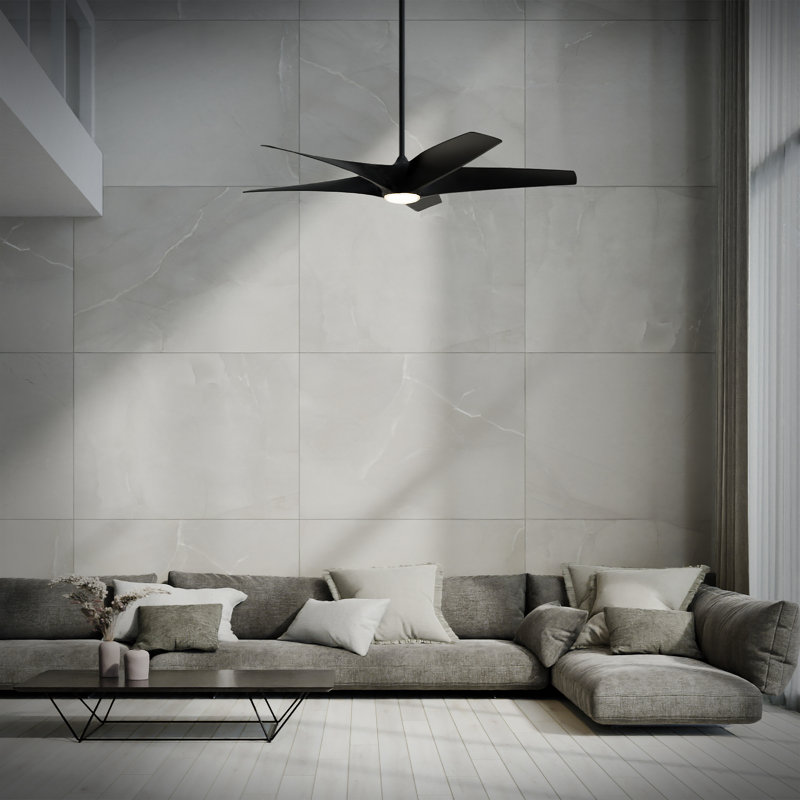 Zephyr 5 5-Blade Smart Ceiling Fan, Matte Black/Distressed Koa