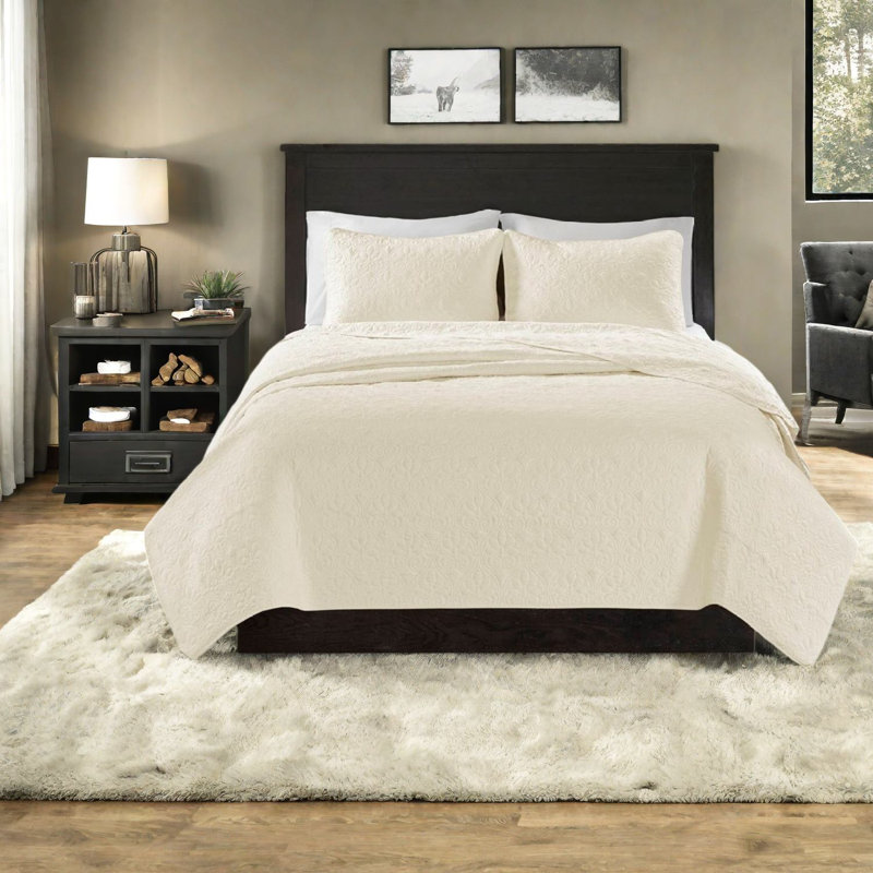 Ensemble de literie réversible en coton crème, style chalet pour le confort de la maison