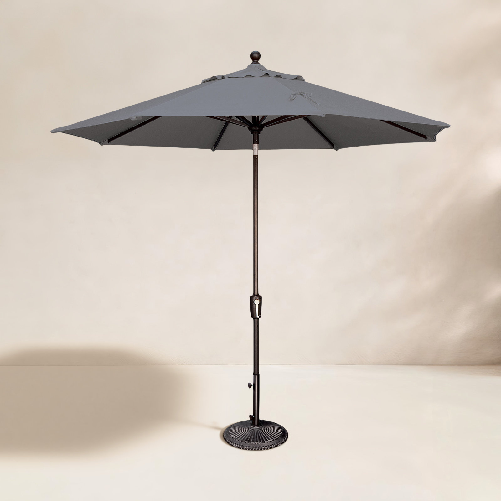 Canela 9' Market Umbrella, Black, Canvas Charcoal Sunbrella® Canvas