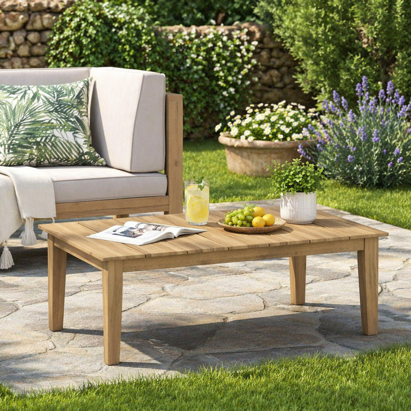 Table basse d'extérieur en bois d'acacia