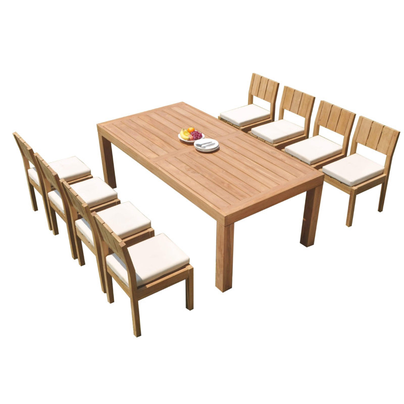 Ensemble repas 9 pièces teck Luciano