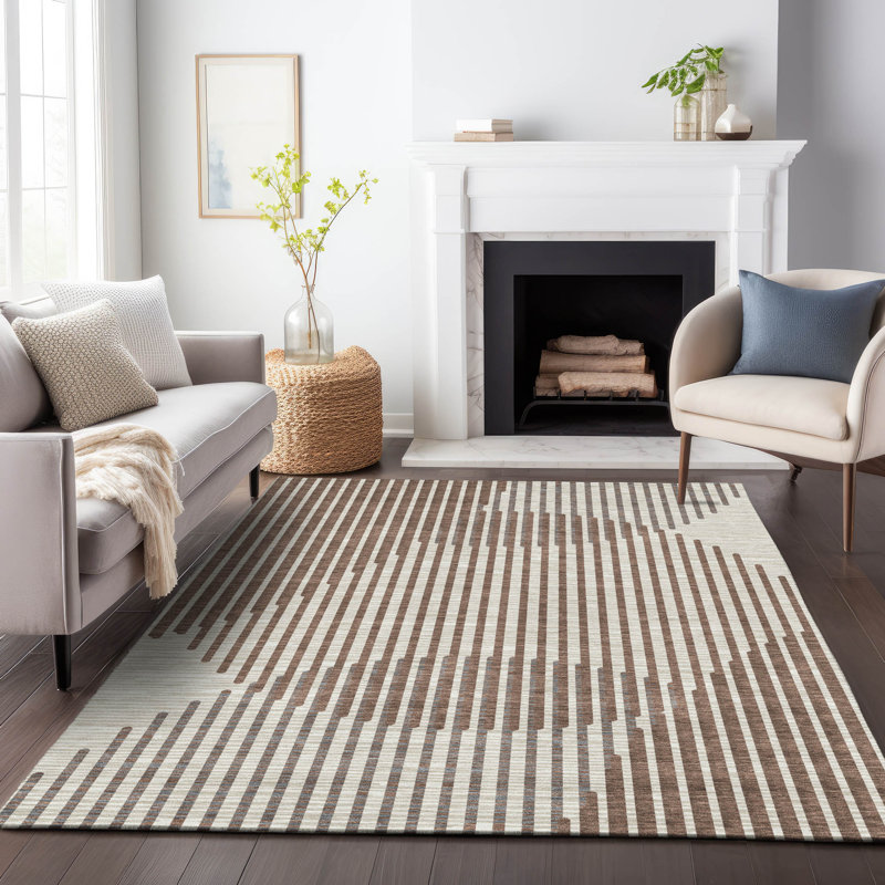 Elowen Brown Washable Indoor-Outdoor Rug - , 5' x 7'6"