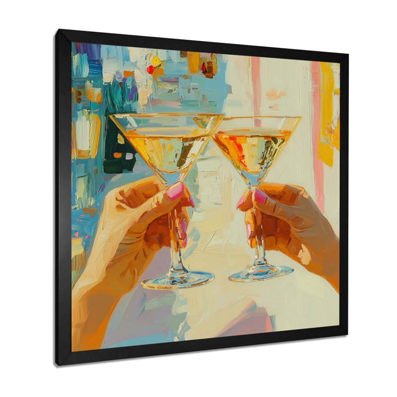 Martini Cocktail Glass Friends - Liquor, art mural, Reproduction encadrée d'une seule photo sans pass, Noir, noir, noir, noir