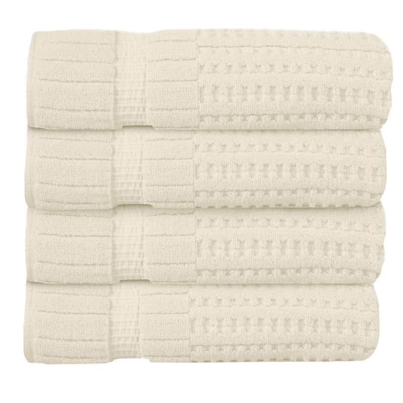 Ensemble de serviettes 4 pièces Willow - 100% coton peigné, 630 g / m² de qualité supérieure, ivoire, ultra doux et très absorbant (4 serviettes de bain)