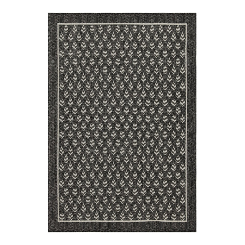Tapis intérieur / extérieur en polypropylène anthracite 5 pi 3 po x 7 pi 3 po Sunshine, Rectangle 5 pi 3 po x 7 pi 3 po