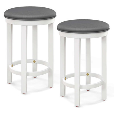 Ensemble de 2 tabourets de bar Winston Porter avec siège rond et repose-pieds pour la cuisine
