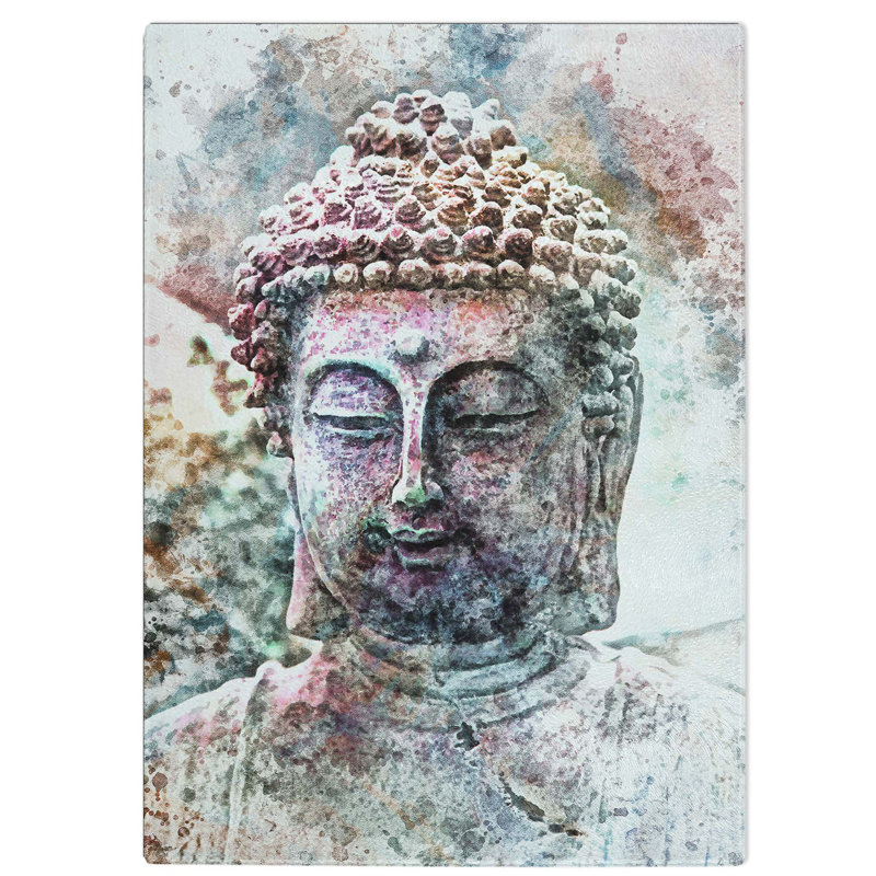 Tempered Glass Peaceful Buddha Chopping Board, 20 cm W x 28.5 cm L