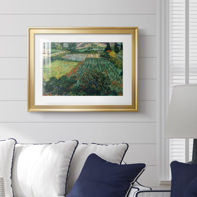 Field with Poppies (Saint-Rémy)-Vincent van Gogh-Framed - Fine Art Reproduction, Matted and Framed Under Acrylic Glass, Large Living Room Wall Art