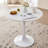 23.6" Round Dining Table for 2-4 Modern Circle Tulip Table with Metal Tulip Pedestal Base for Kitchen Dining Living Room Apartment Small Space Cafe, White-1016830480-1016830492