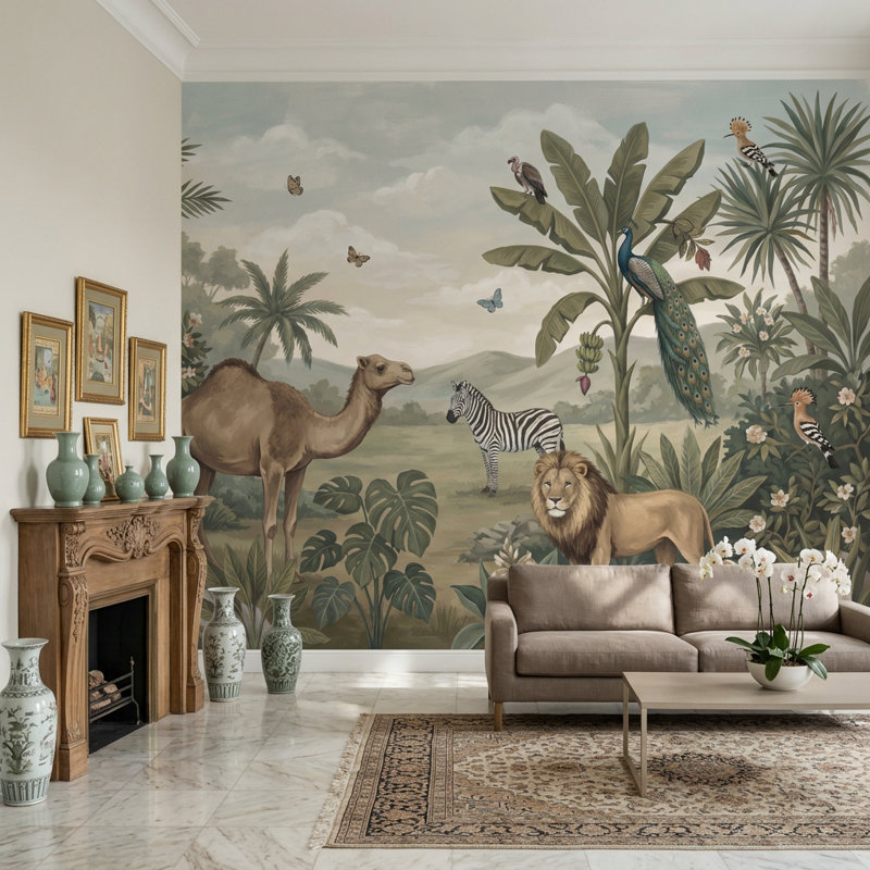 Décoration murale amovible de style rétro ciel nuageux, 200 po x 120 po, Texturé non collé