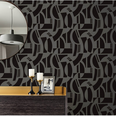 Carter Geometric Flock Wallpaper