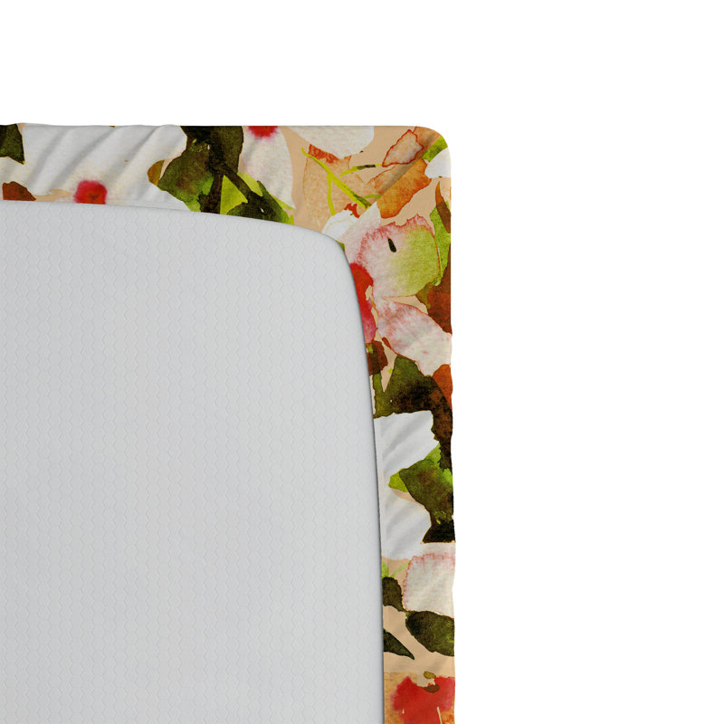 Drap-housse Ambesonne, printemps japonais, imprimé Sakura asiatique, pleine grandeur vert pistache vermillon