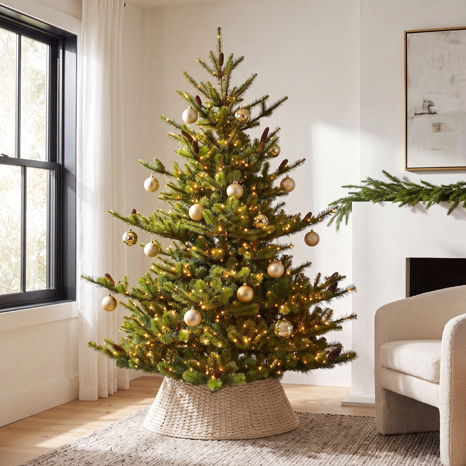 Pre-Lit Pine Christmas Tree, 7.5'