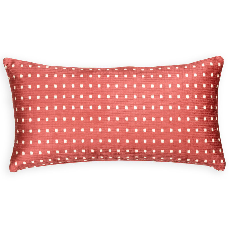 Coussin Grid, Plumes, Rectangle H 14 po x l 26 po, Rouge