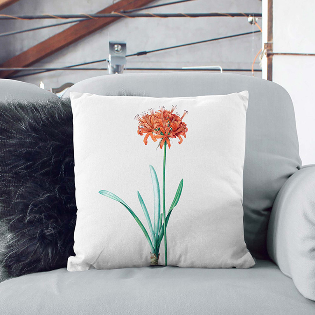 Guernsey Lily Flower by Pierre-Joseph Redoute Cushion with Filling