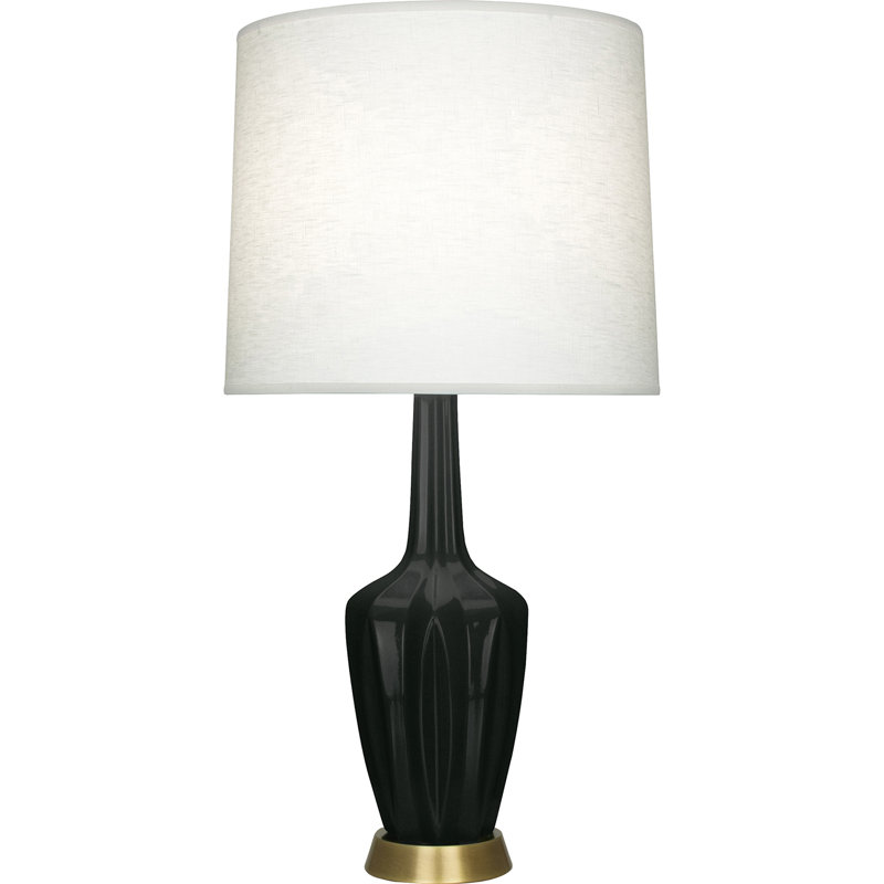 Petite lampe d'appoint Emma, H 34,25 po x l 7,38 po x P 15 po, Obsidienne vernie, Céramique / métal