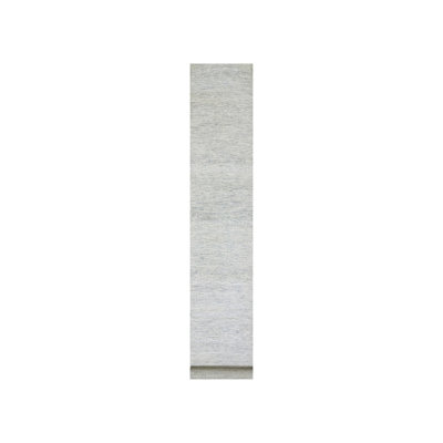 2'5" x 21'9" New Hand Knotted Grey Wool Runner Oriental Rug - MOA10279832