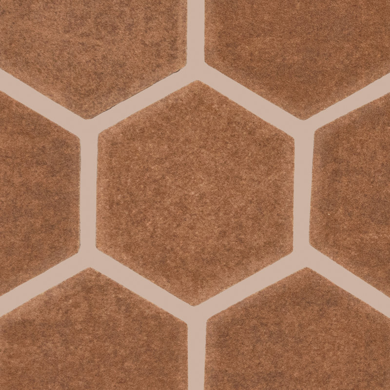 Itona 1-1/2" x 1-1/2" Ceramic Hexagon Mosaic (12 PC per Carton) (9.72 SQFT per Carton), Terra Cotta
