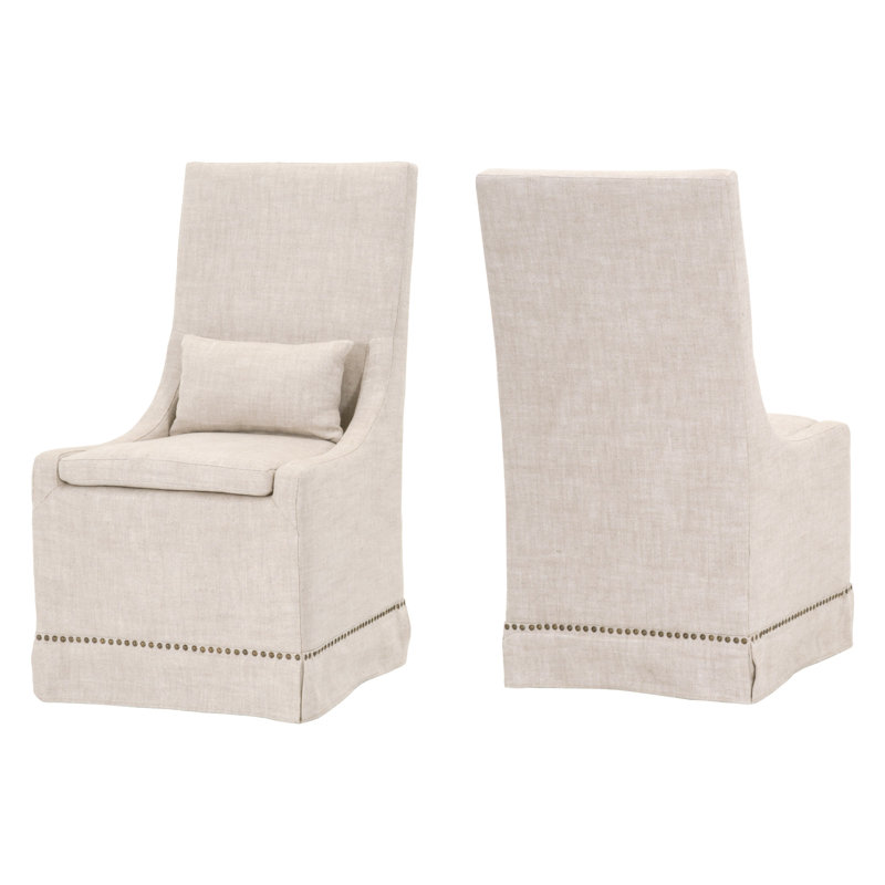 Linen Upholstered Parsons Chair, Bisque