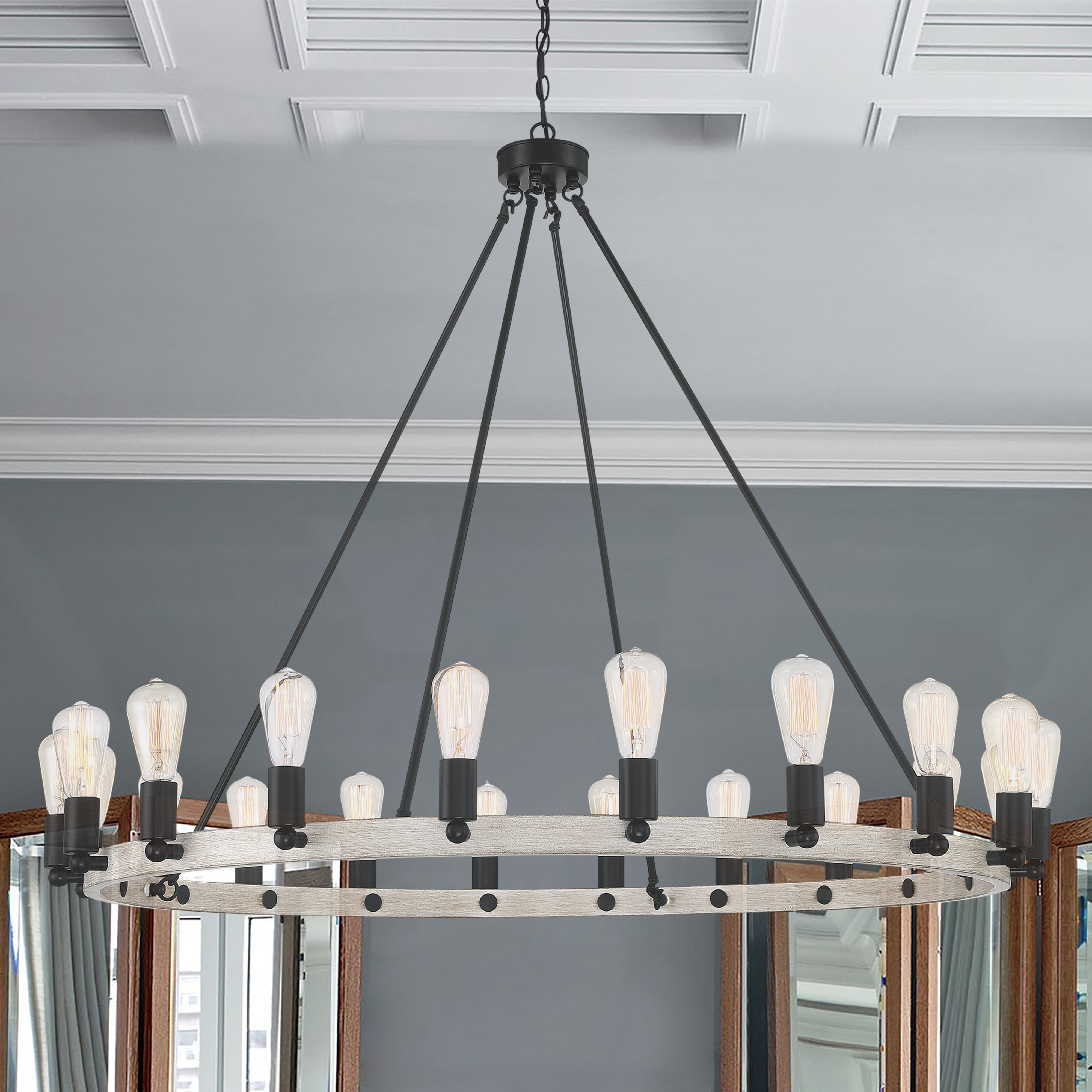 Gracie Oaks Aubriona 20 - Light Candle Style Wagon Wheel Chandelier ...