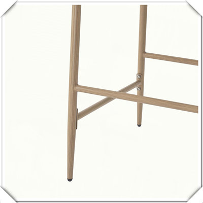 Set Of  2 Farmhouse Upholstered Armless Iron Counter Stool Rattan Backrest Practical Versatile