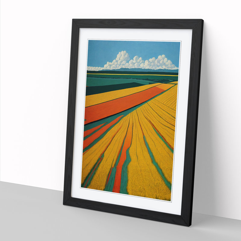 Wheat Field Stripes Vol.2 1 Piece Single Picture Frame Wall Art, 34cm H x 25cm W x 2cm D, Black
