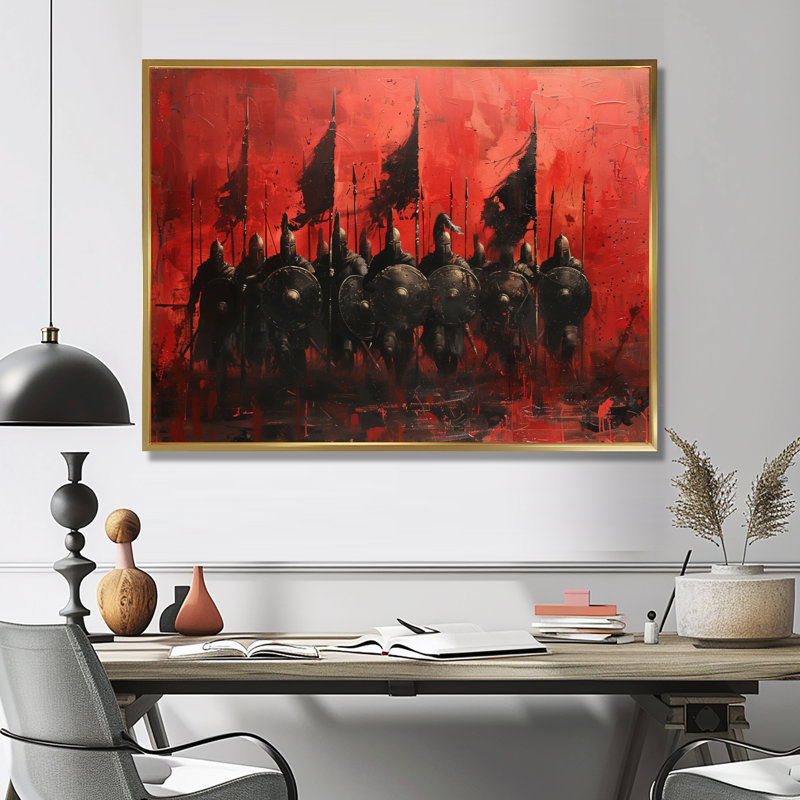 Yemina - art mural armée, H 24 po x l 32 po x P 1 po, Toile avec cadre flottant or