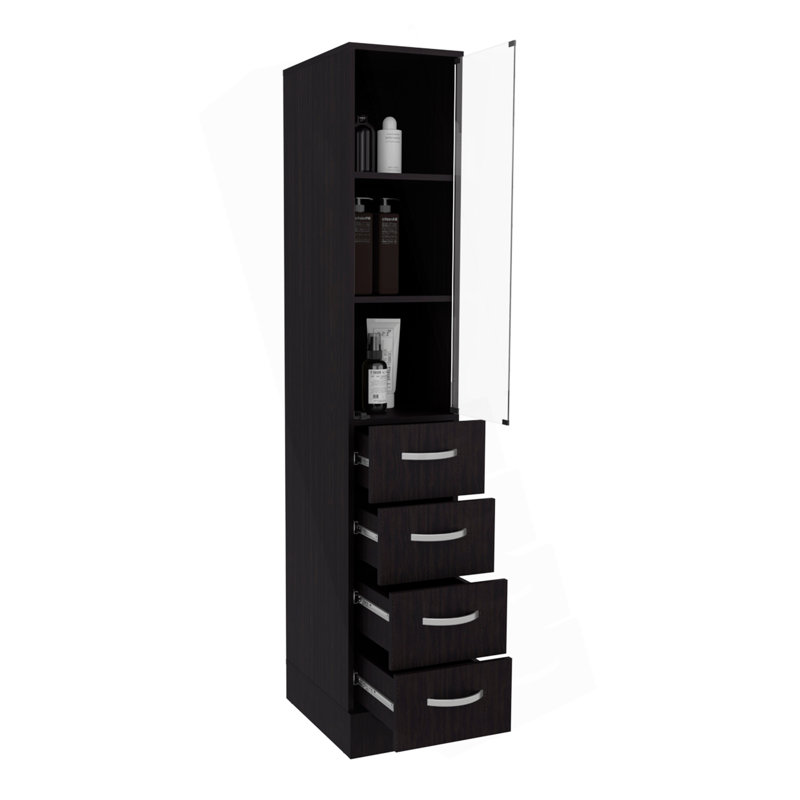 Armoire à linge, trois tablettes, quatre tiroirs
