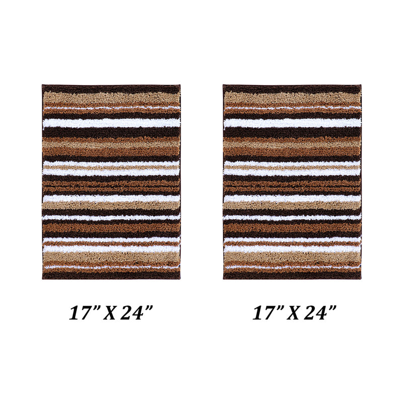 Anjelique 100% Polyester Machine Washable Tufted Bathroom Rug, Brown