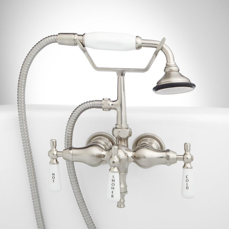 Woodrow Wall Mounted Tub Spout with Handshower, Brushed Nickel