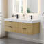 Meuble-lavabo double mural 60 po avec lavabo encastré blanc artificiel sans miroir Livia